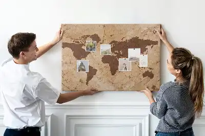 Nástěnka korková Mapa světa ve vintage stylu