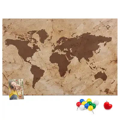 Nástěnka korková Mapa světa ve vintage stylu