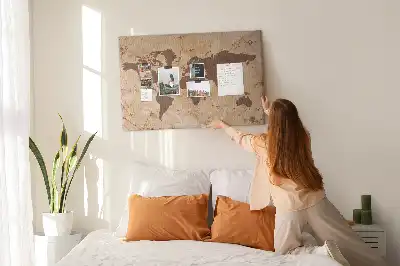 Nástěnka korková Mapa světa ve vintage stylu