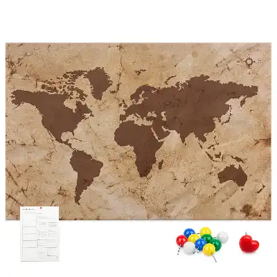 Nástěnka korková Mapa světa ve vintage stylu