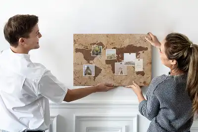 Nástěnka korková Mapa světa ve vintage stylu