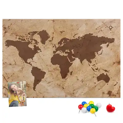 Nástěnka korková Mapa světa ve vintage stylu