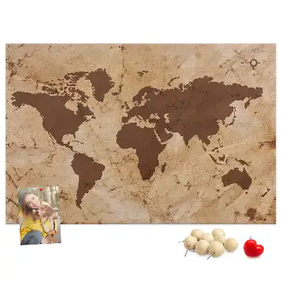 Nástěnka korková Mapa světa ve vintage stylu