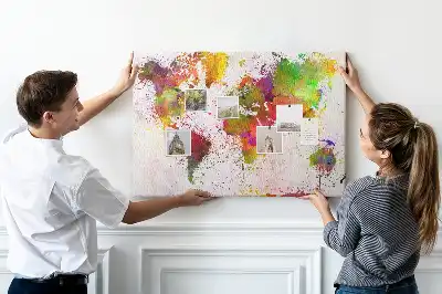 Nástěnka do dětského pokoje Mapa světa s akvarelem