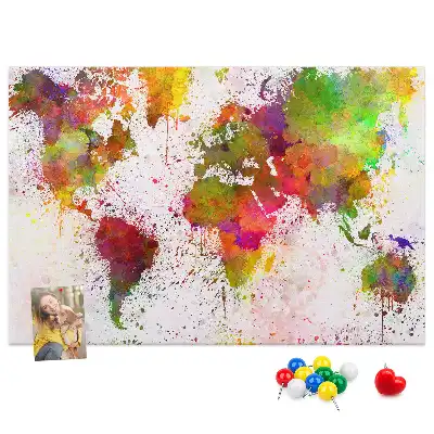 Nástěnka do dětského pokoje Mapa světa s akvarelem