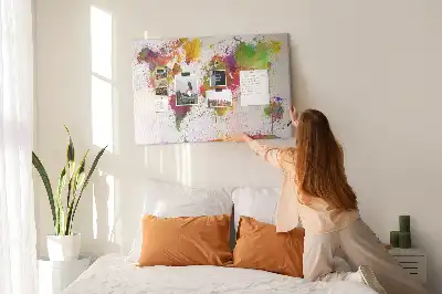 Nástěnka do dětského pokoje Mapa světa s akvarelem