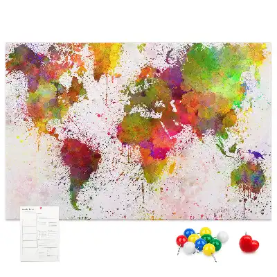 Nástěnka do dětského pokoje Mapa světa s akvarelem