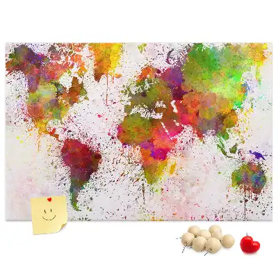 Nástěnka do dětského pokoje Mapa světa s akvarelem