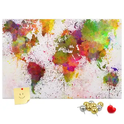 Nástěnka do dětského pokoje Mapa světa s akvarelem