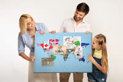 Korková nástěnka Mapa světa s vlajkami