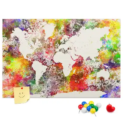 Korková tabule Mapa světa s akvarelem
