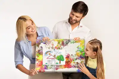 Korková nástěnka s motivem rozmazaných vodních kontinentů