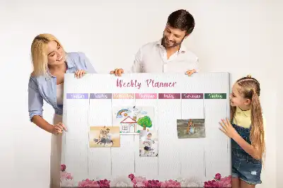 Nástěnka do dětského pokoje týdenní plánovač s motivem květin