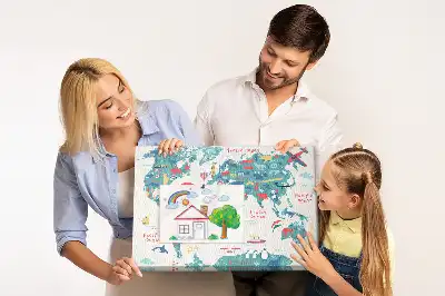 Korková nástěnka s motivem mapy světa