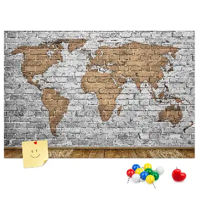 Korková tabule Mapa světa z cihel