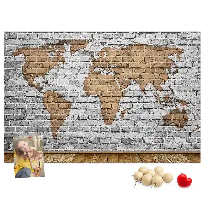 Korková tabule Mapa světa z cihel