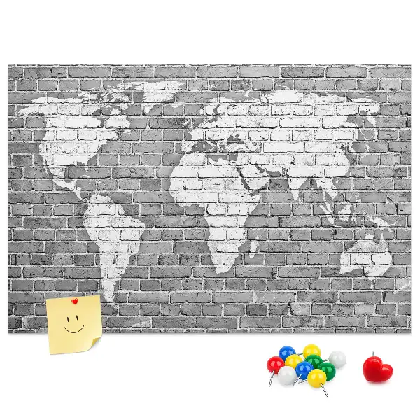 Nástěnka do dětského pokoje Mapa světa na cihlách