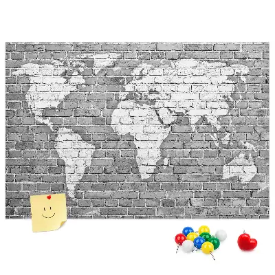 Nástěnka do dětského pokoje Mapa světa na cihlách
