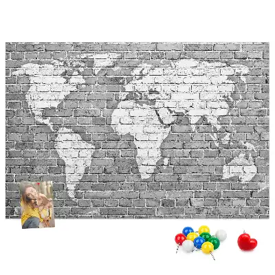 Nástěnka do dětského pokoje Mapa světa na cihlách