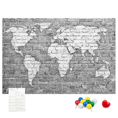 Nástěnka do dětského pokoje Mapa světa na cihlách