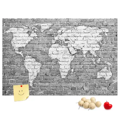 Nástěnka do dětského pokoje Mapa světa na cihlách
