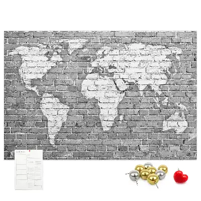 Nástěnka do dětského pokoje Mapa světa na cihlách