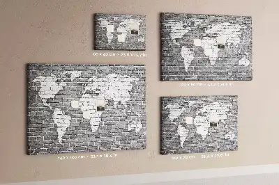 Nástěnka do dětského pokoje Mapa světa na cihlách