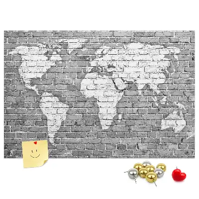Nástěnka do dětského pokoje Mapa světa na cihlách
