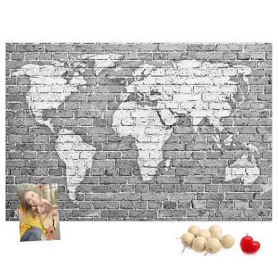 Nástěnka do dětského pokoje Mapa světa na cihlách