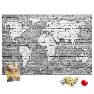 Nástěnka do dětského pokoje Mapa světa na cihlách