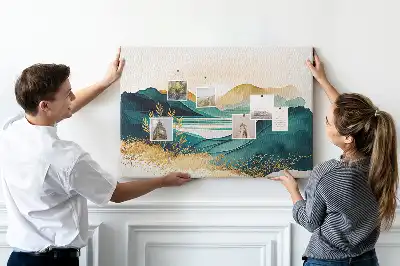 Korková nástěnka s motivem horského panoramatu
