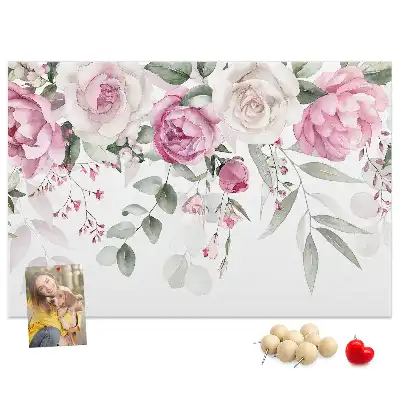 Korková nástěnka s motivem akvarelových růží