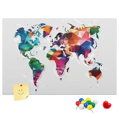 Korková tabule Mapa světa s trojúhelníky