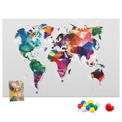 Korková tabule Mapa světa s trojúhelníky