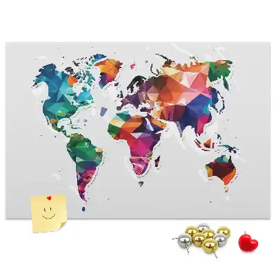 Korková tabule Mapa světa s trojúhelníky