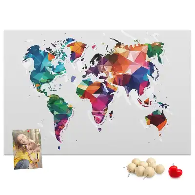 Korková tabule Mapa světa s trojúhelníky