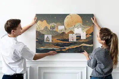 Korková nástěnka s motivem moderní krajiny