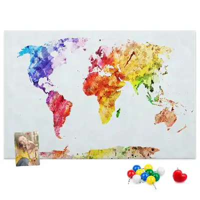 Nástěnka do dětského pokoje Mapa světa s akvarelem