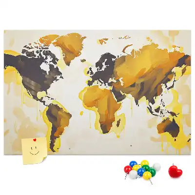 Korková nástěnka s abstraktní mapou světa