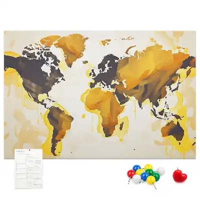 Korková nástěnka s abstraktní mapou světa