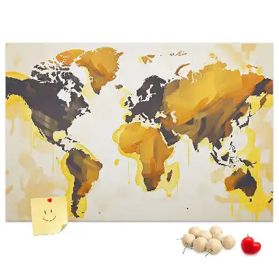 Korková nástěnka s abstraktní mapou světa