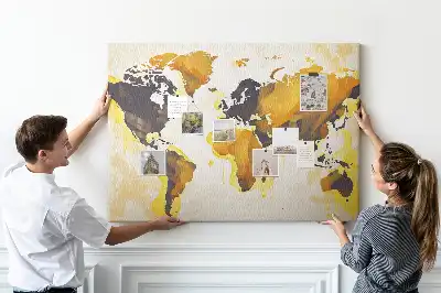 Korková nástěnka s abstraktní mapou světa