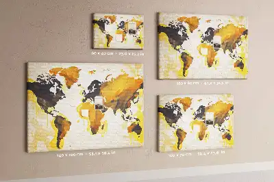 Korková nástěnka s abstraktní mapou světa