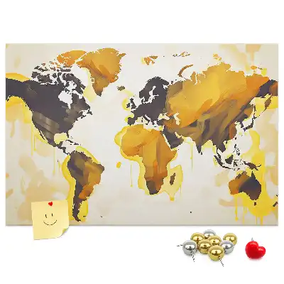 Korková nástěnka s abstraktní mapou světa