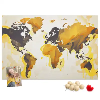 Korková nástěnka s abstraktní mapou světa