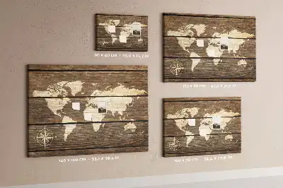 Korková nástěnka Kontinenty na dřevěném pozadí