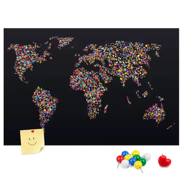 Korková nástěnná mapa světa z teček