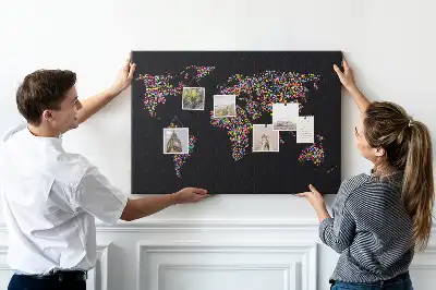 Korková nástěnná mapa světa z teček