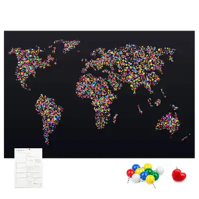 Korková nástěnná mapa světa z teček