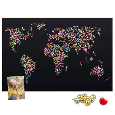 Korková nástěnná mapa světa z teček